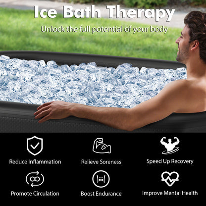 XL 129 Gal Oval Ice Bath Tub with Cover and Hand Pump for Athletes