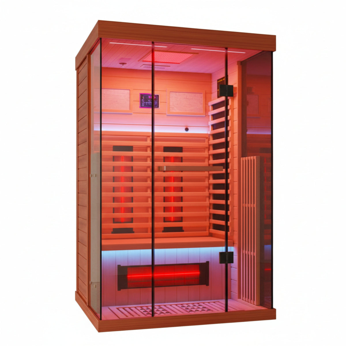 Infrared Sauna Built for Premium Home Wellness, Full Spectrum Heating, Canadian Hemlock Wood, Glass Door