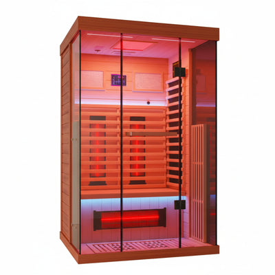Infrared Sauna Built for Premium Home Wellness, Full Spectrum Heating, Canadian Hemlock Wood, Glass Door