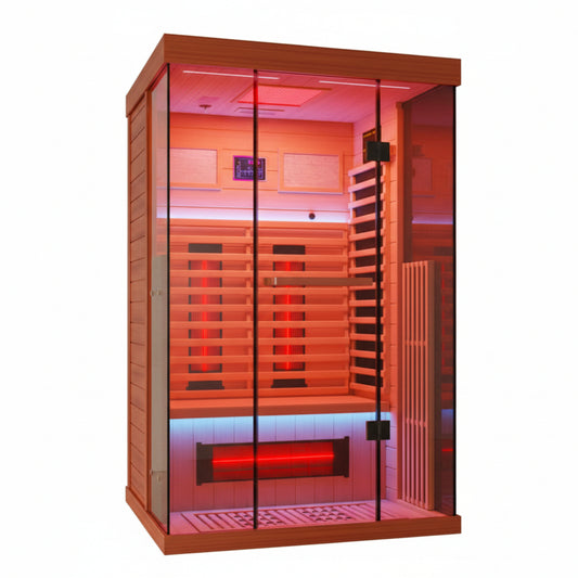 Infrared Sauna Built for Premium Home Wellness, Full Spectrum Heating, Canadian Hemlock Wood, Glass Door