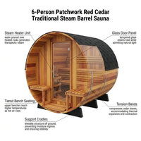 6-Person Patchworkred Cedar Traditional Steam Barrel Sauna — How It Works