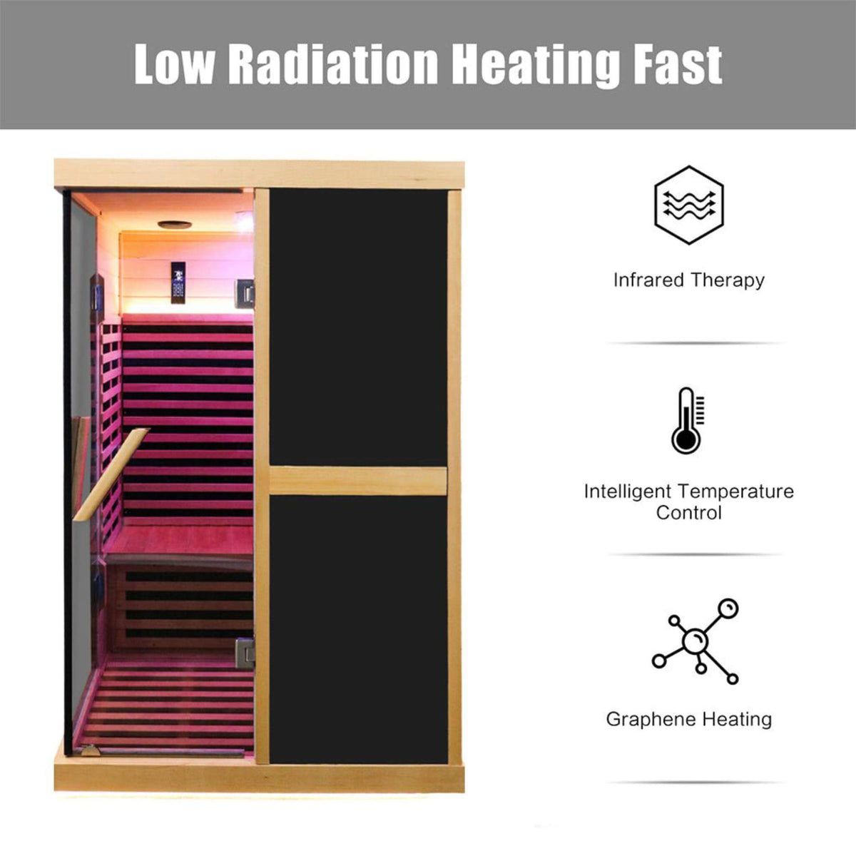 Helix Premium Large 2-Person V-Shaped FAR Infrared Sauna Room With Double Glass Doors (SAK96413)
